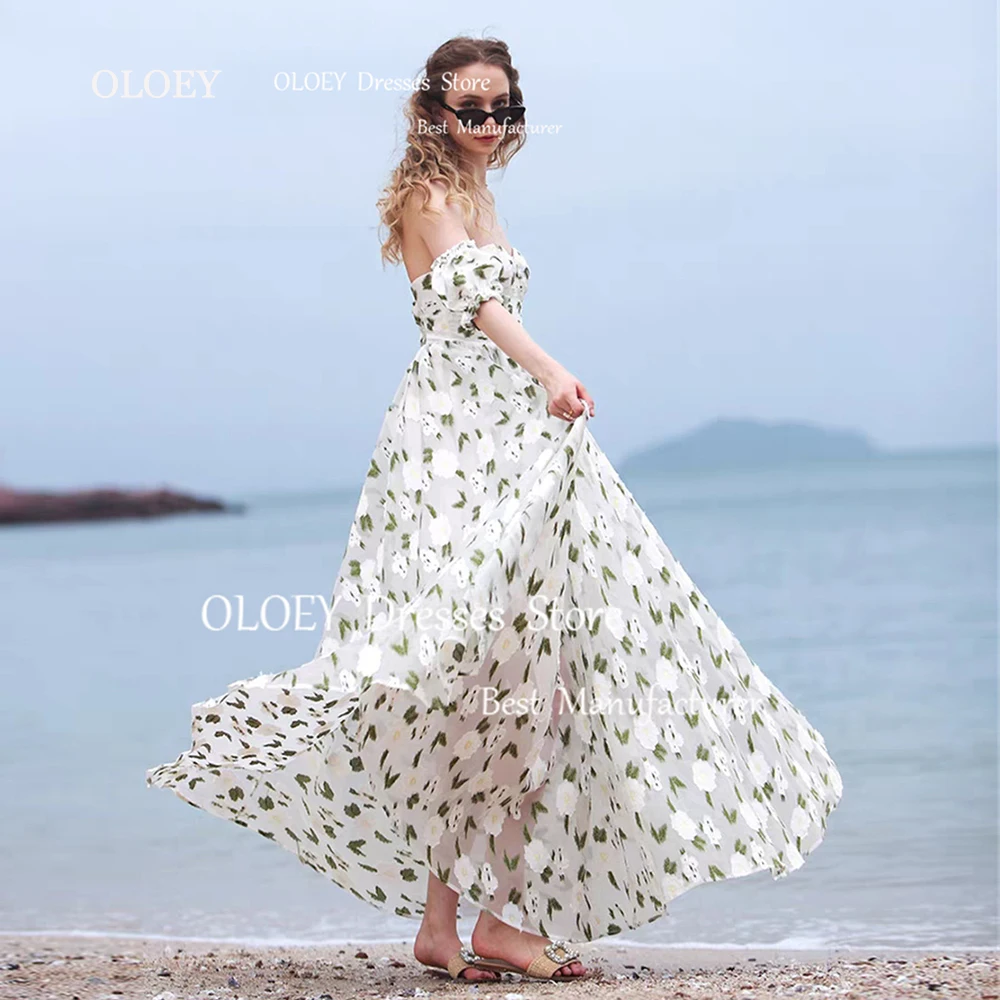 OLOEY Elegant Floral Prom Dresses Wedding Photoshoot Sweetheart Garden Style Beach Dresses A-Line Ankle Length Custom Made