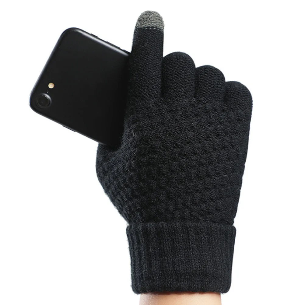 

2Pairs Screen Gloves for Women Men Winter Knitted Fingerless Protection Anti-Freezing Soft Comfortable Phone