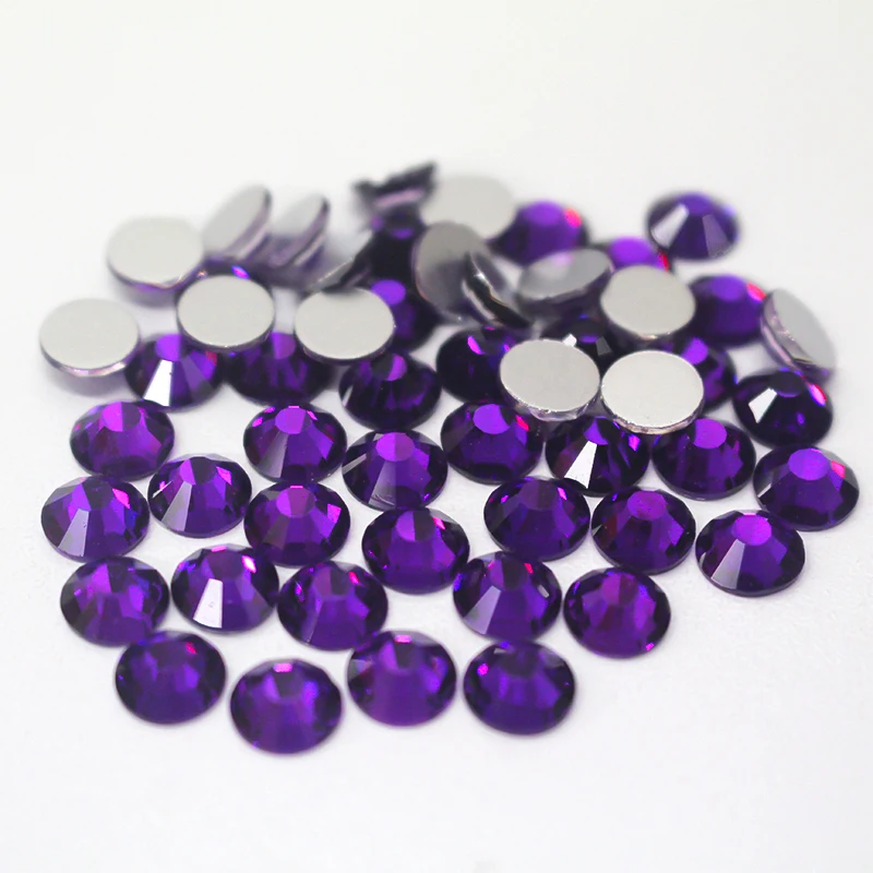 2058 SS16-SS20-SS30-SS50 Purple Velvet Cold Fixation Strass Nail Art Non Hotfix Crystals Flat Back Glass Rhinestones For Crafts