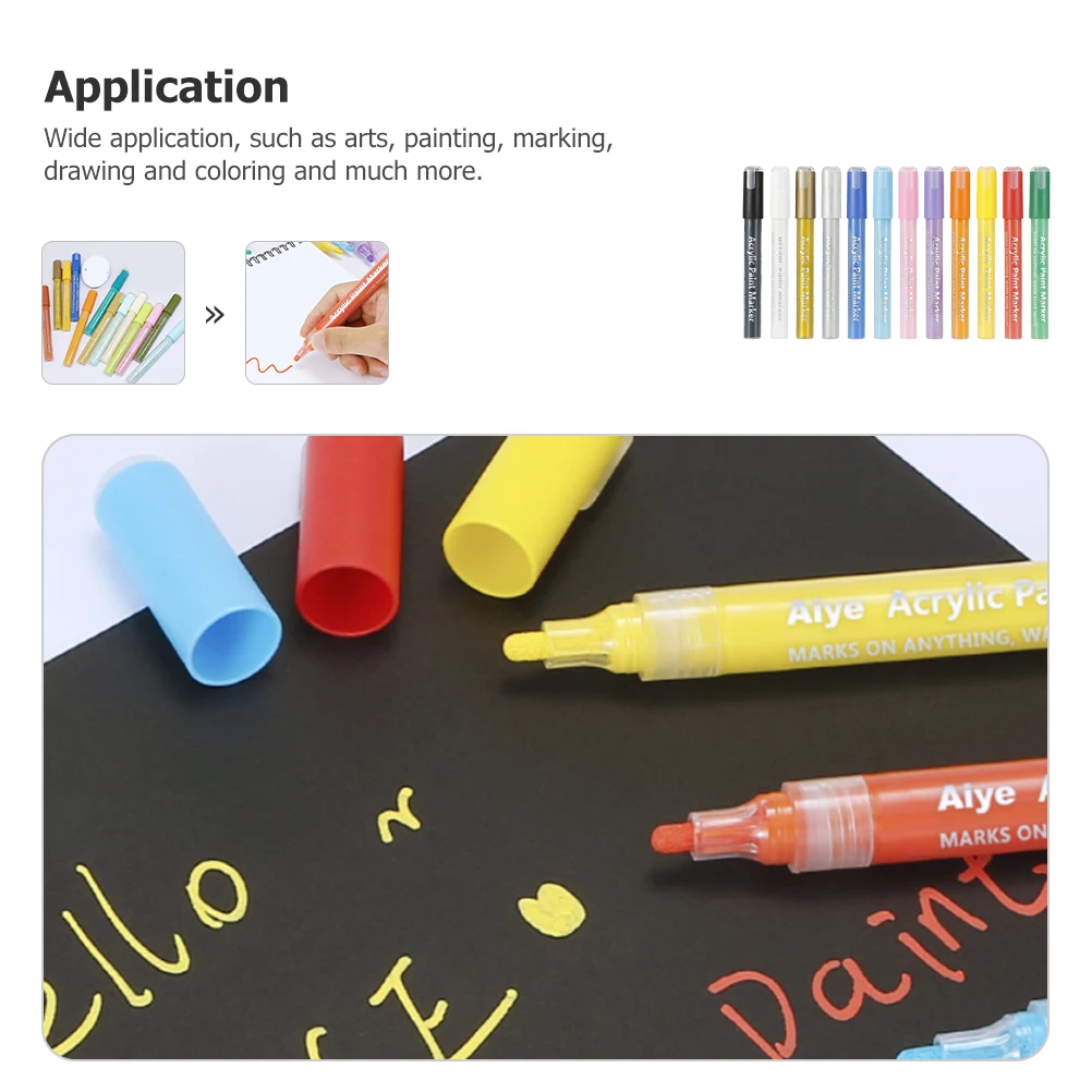 

12pcs Craft Drawing Markers Coloring Paint Pens Watercolor Portable Creative Diy For Kids Students Home Art Projects Safe