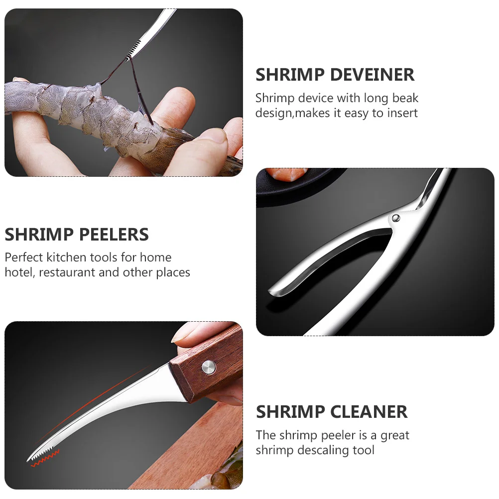 Stainless Steel Shrimp Peelers Shrimp Deveiners Prawn Cleaning Tool Cutter Cleaning Shrimp Line Seafood Tool