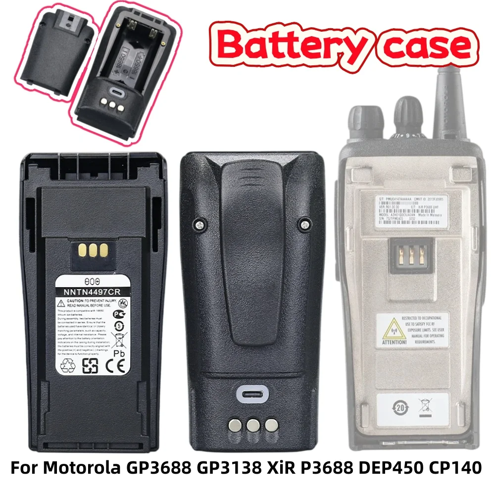 NNTN4497 Battery Case with USB-C Charging(Not include 18650 Cell)for Motorola CP140 CP150 CP200 CP250 XiR P3688 GP3688 GP3138