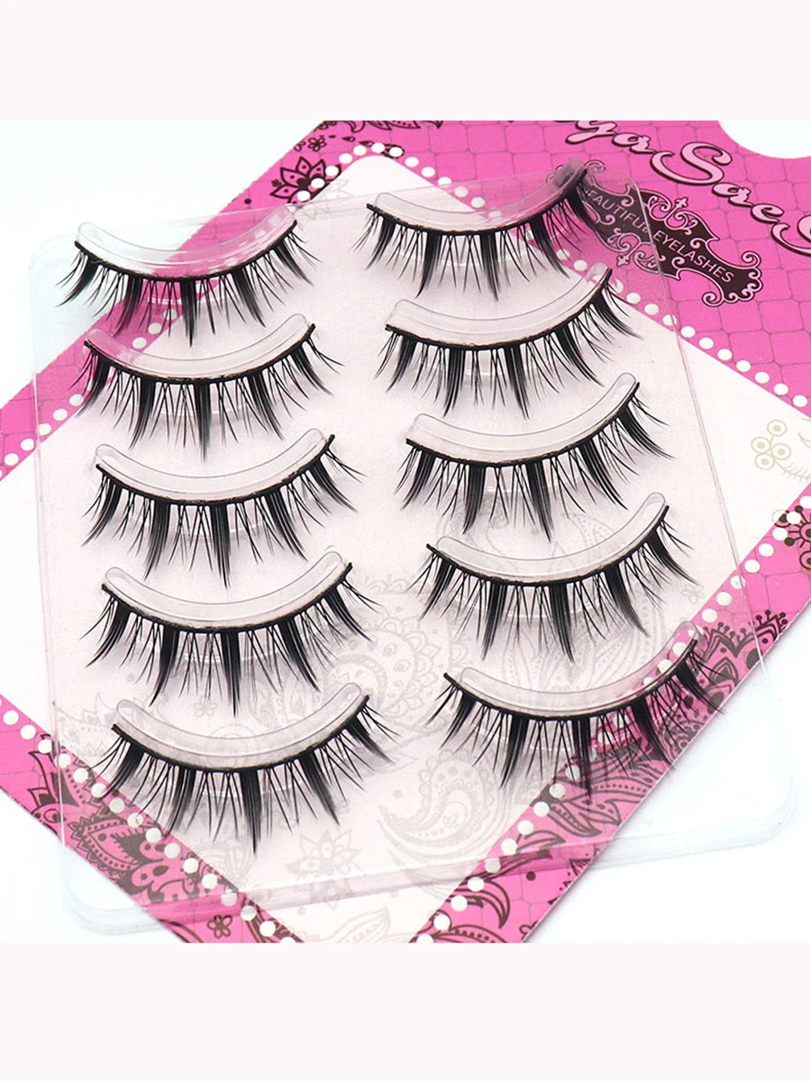 メイクアップつけまつげ、5ペアマンガまつげ、うっすらとしたアニメつけまつげナチュラルルック、ふわふわスパイキードールまつげ、漫画まつげ