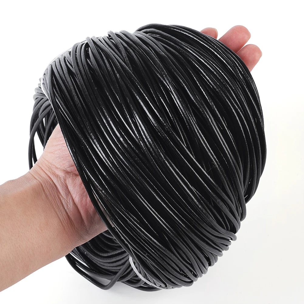 100yard/lot Cowhide Leather Jewelry Cords 1/1.2/1.5/2/3/4mm for jewelry making DIY Bracelet Necklace Accessories Supplies Black