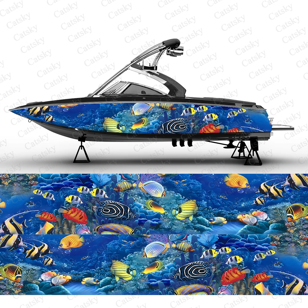 undersea animals Underwater World Graphic Boat Stickers Vinyl Wrap Paint Decals Boat Water Sports Boat Wrap Decals Stickers