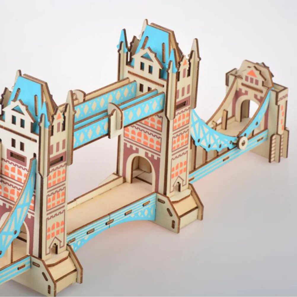 ชุดตัวต่อไม้ 3 มิติ สะพานลอนดอนทาวเวอร์ ชุด DIY สำหรับเด็ก เกมฝึกสมองเสริมพัฒนาการ ชุดประกอบตัวต่อไม้