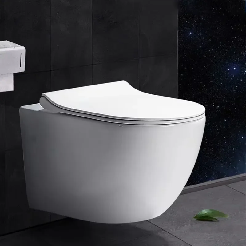Gravity Flush Rimless Bathroom Wall Mount Ceramic Wc Set Concealed Cistern Wall Hung P Trap Toilet with Tank