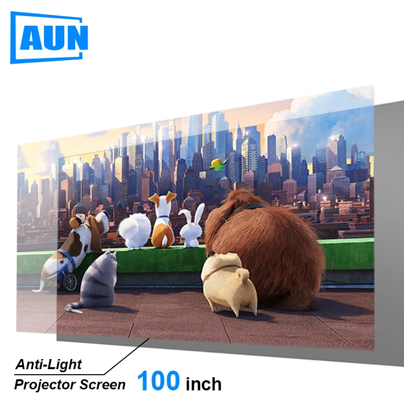 

AUN 100 Inches Mini Projection Screens 16：9 Anti-Light Projector Screen（Increase The Brightness Of The Projection Picture）