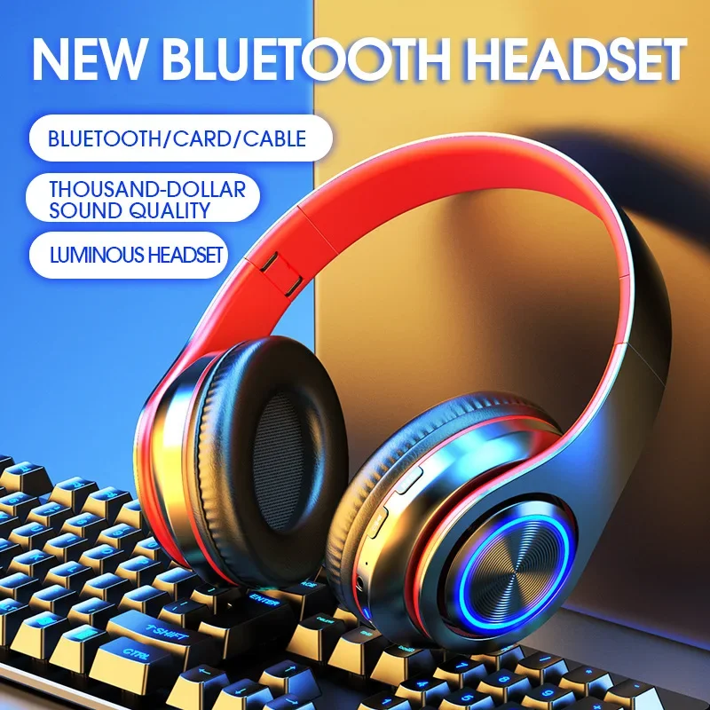 B39 Wireless Bluetooth Headset, Colorful Luminous, Card-Setting, Game, Music, Sports, Support Mobile Phone, Computer