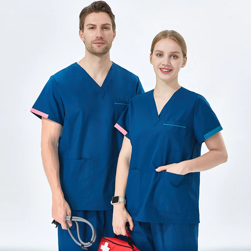 

Sales Medical Uniforms Hospital V-Neck Nurse Scrub Sets Sanitary Healthcare Performance Stretch Comfortable Scrubs Work Wear 103