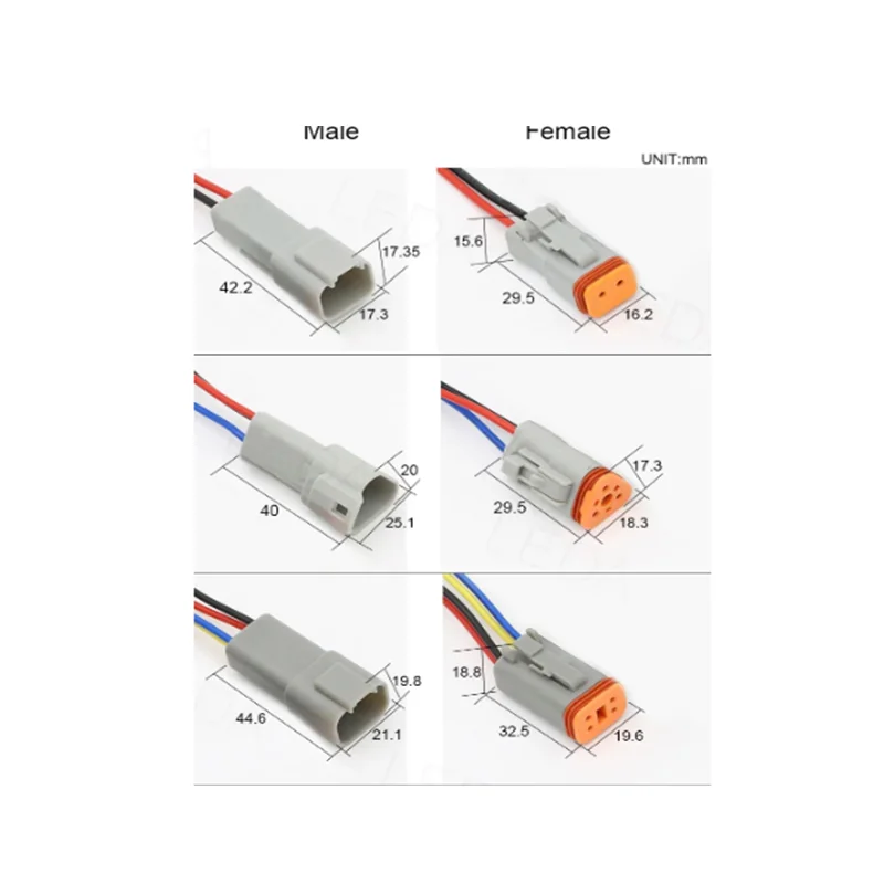 

1Pcs DT Waterproof Automotive DT06-2S/DT04-2P 3P 4P 6P 8P 12P Male Female Plug Socket for Automobile Connector，With 15cm Wiring