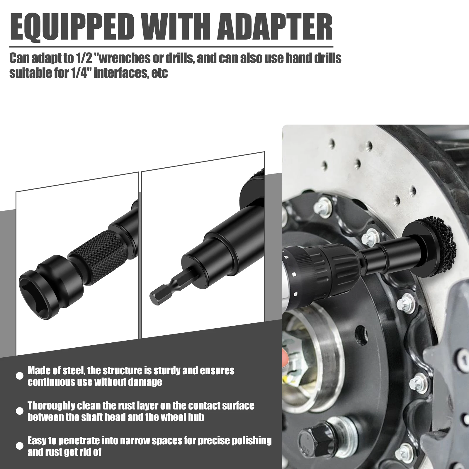 2 مجموعة سيارة محور عجلات تجديد عدة الفرامل محور تنظيف أداة سيارة مزيل صدأ الأنظف يناسب 1/2 "الشدات أو الحفر الكهربائية #4