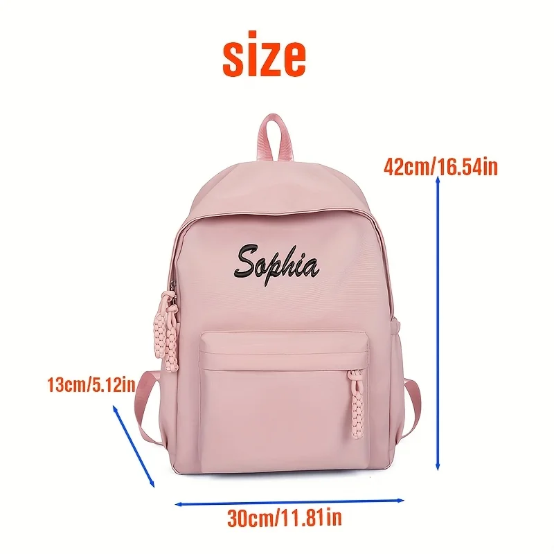 개인화 된 사용자 정의 텍스트 배낭 소녀 책가방 사용자 정의 가능한 수 놓은 이름 어린이 배낭 학교 및 선물을위한 대용량