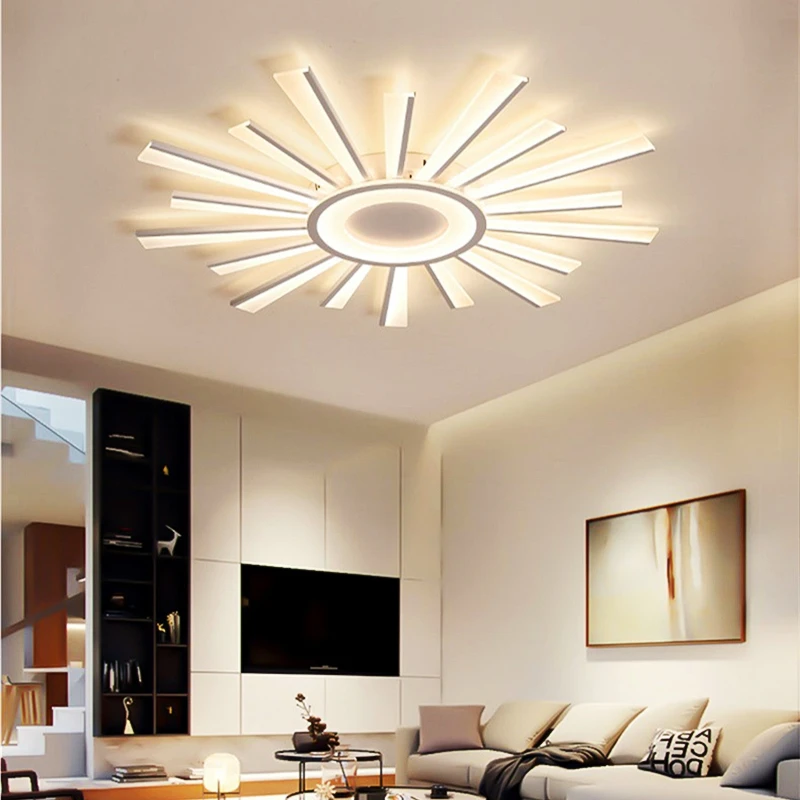 Modern LED Sun Ceiling Light Led Ceiling Chandelier For Living Room Bedroom Ceiling Lamp Home Chandelier Remote Dimable Lighting