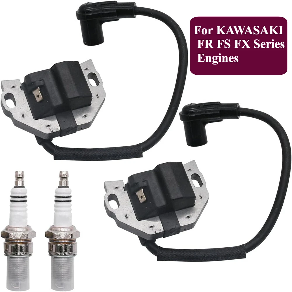 

2 Set Ignition Coil w/ Double Iridium Spark Plug For KAWASAKI FR FS FX Series Engines 21171-0743 BPR4ES 7222