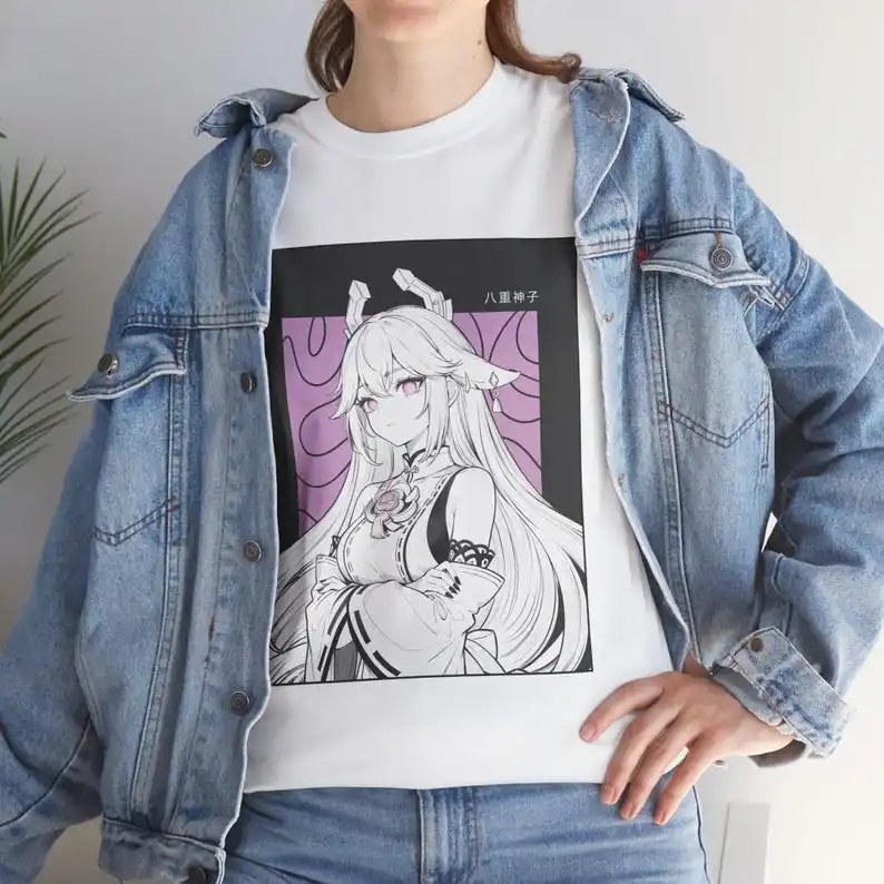 Yae Miko T-Shirt, Unisex Tee S-5XL, Anime-Inspired Apparel, Genshin Impact Shirt,