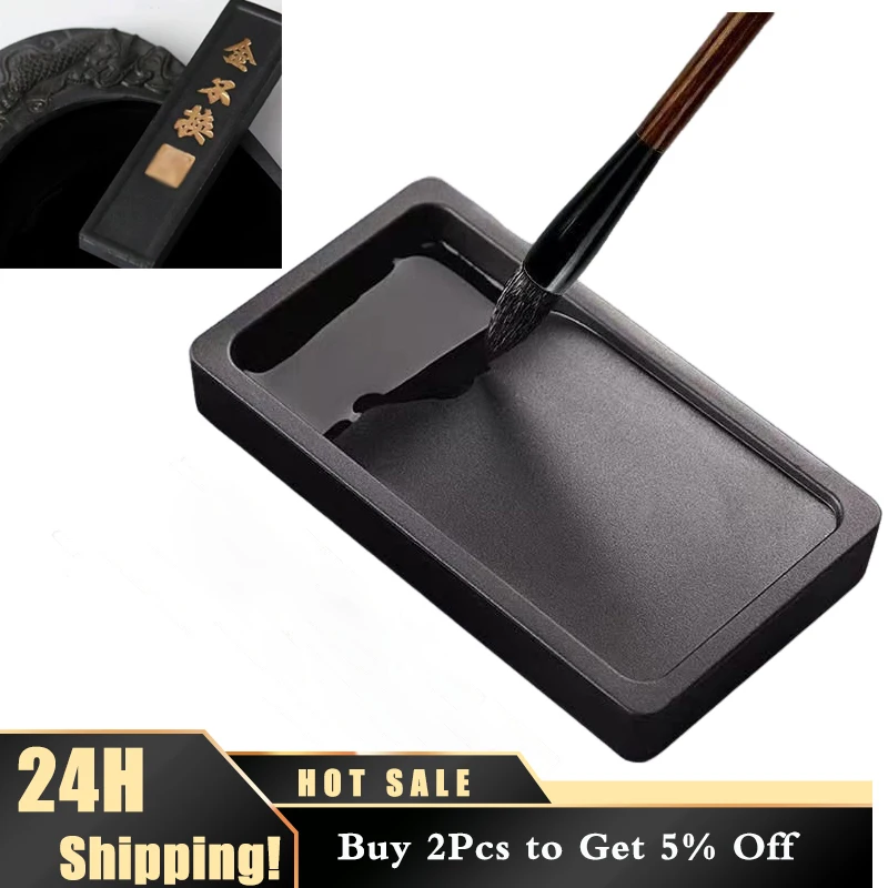 

Beginner Ink Stone Set Calligraphy Grinding Inkstick Block Stickcontainer Pine Soot Inkstick Paper Writing Painting Brush Cartri