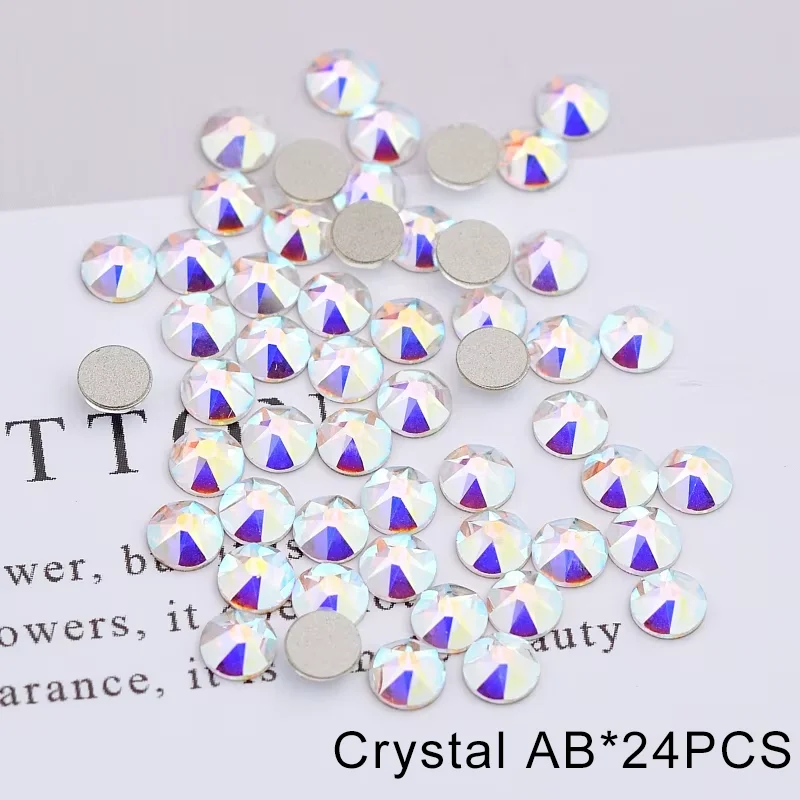 (24Pcs) Genuine Crystal from Austria 2058 2088 XIRIUS Rose Flat Back No Hotfix Rhinestone Strass Bead for Jewelry Nail Art Cloth