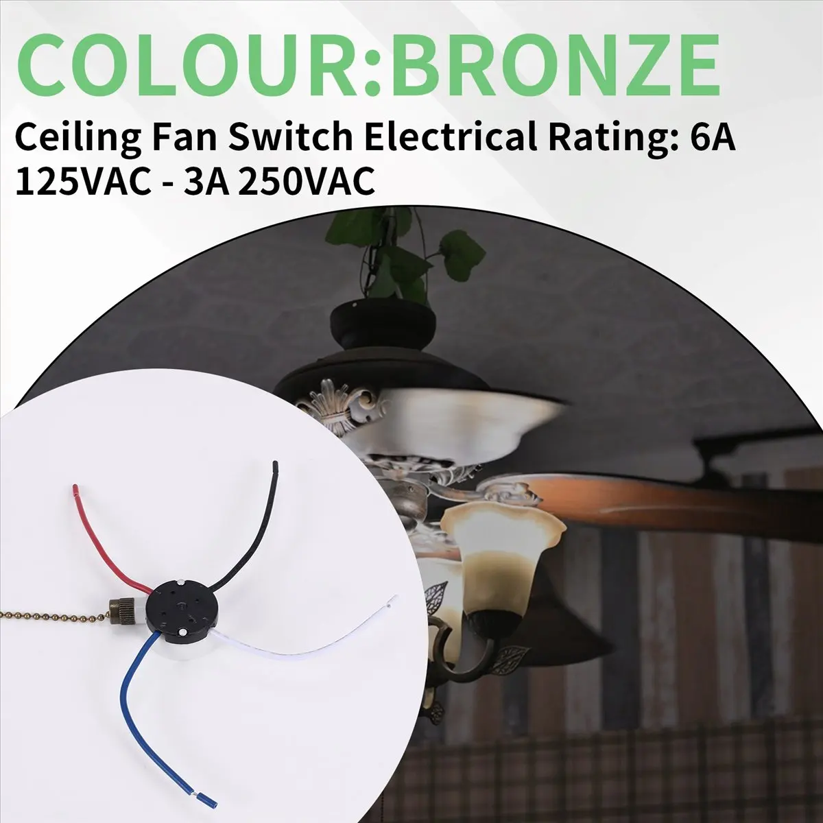 #20T 1PCS Ceiling Fan Lights Switch ZingEar ,Bronze,zingear,(plastic)
