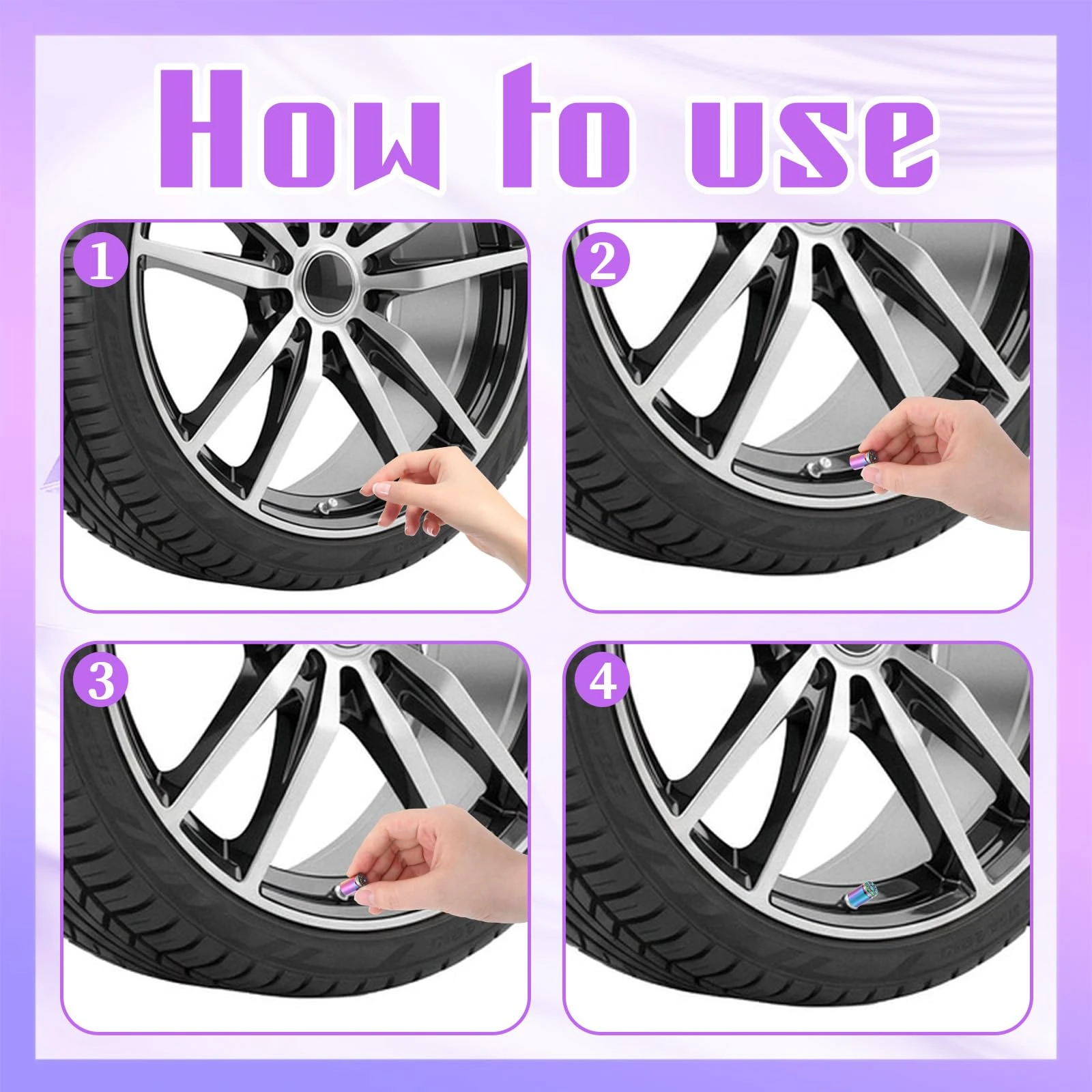 4PCS Valve Stem Covers, Aluminum Alloy Valve Stem Caps, Universal Dustproof Tire Air Stems Covers for Cars SUV Trucks Bikes view 4