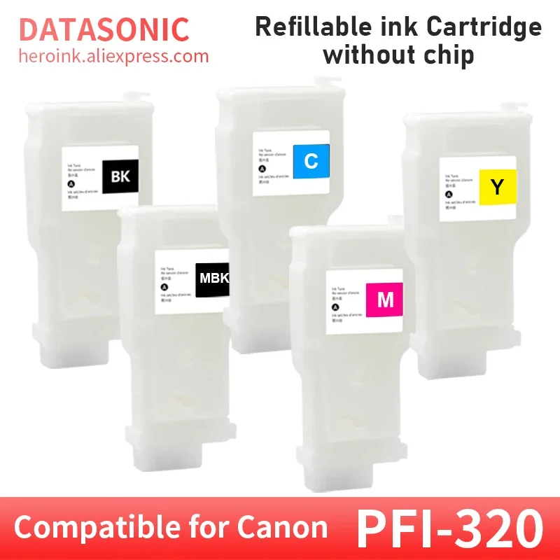 300ML PFI-320 PFF-320 for Canon PFI 320 PFI320 Refillable Ink Cartridge for Canon TM200 TM205 TM300 TM305 printer without chip