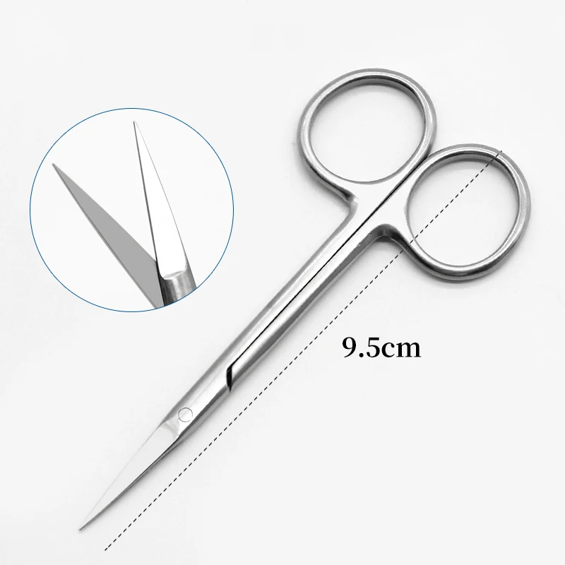 9.5cm Sliver Black Gold Handle Superfine Stich Eyelid Iris Scissors Straight Curved