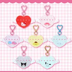 Sanrio Angel Wings Love Custom Keychain Pendant Hellokittys Melody Kuromi Little Twin Stars Pochacco Cartoon Anime Plush Toys
