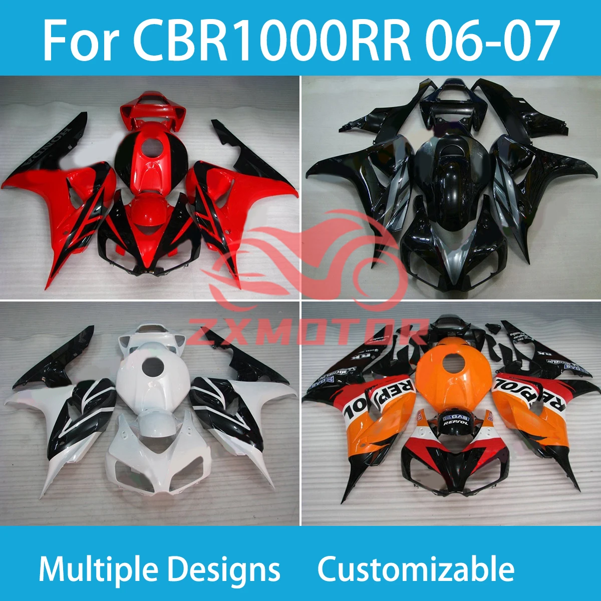 

CBR1000RR 2006 2007 литые под давлением Обтекатели для HONDA CBR 1000RR 06 07 пластиковые Запчасти для мотоциклов Бесплатный комплект обтекателей под заказ