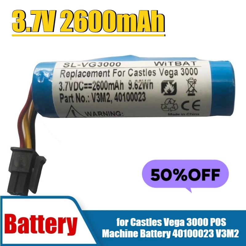 3,7 V 2600 mAh für Burgen Vega 3000 POS-Maschinenbatterie 40100023 V3M2