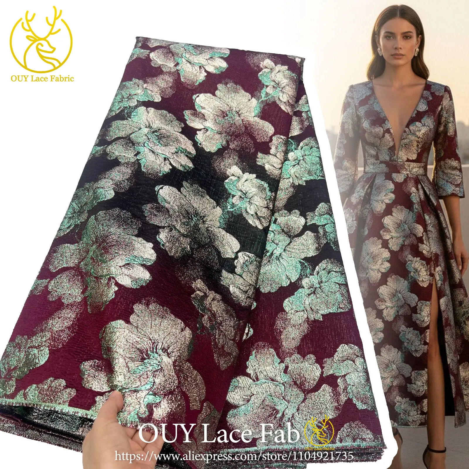 

Hot-selling African jacquard lace fabric, size 5, Nigerian chiffon lace fabric, women's dress and garment sewing material