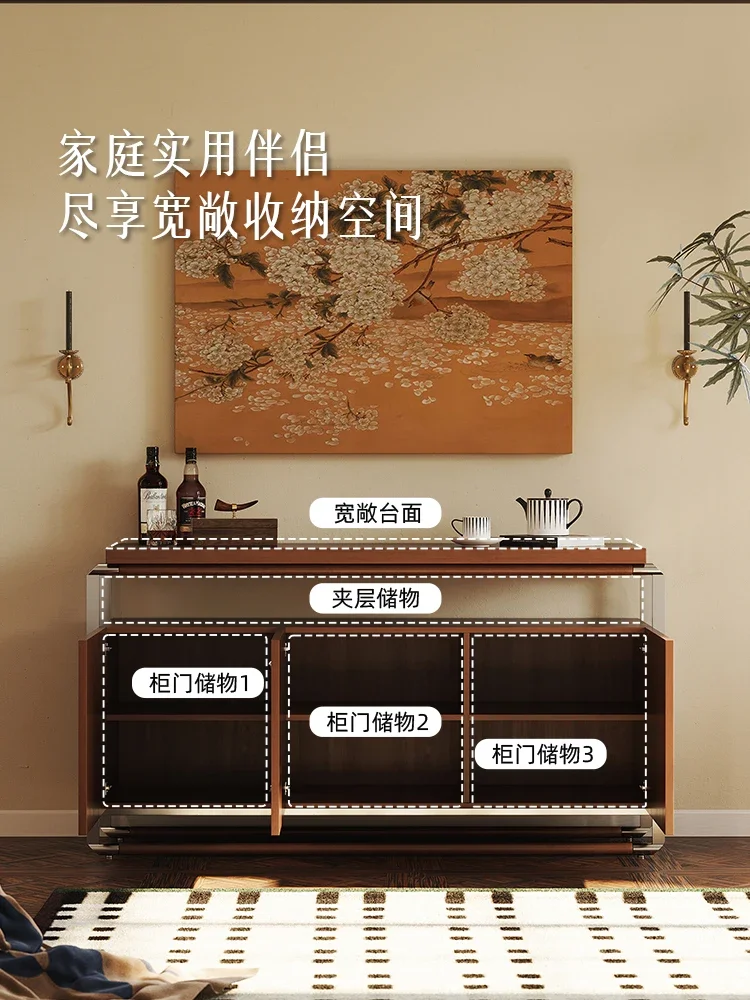 

Asmt52 French retro cherry wood dining side cabinet integrated against the wall light luxury high sense solid wood locker