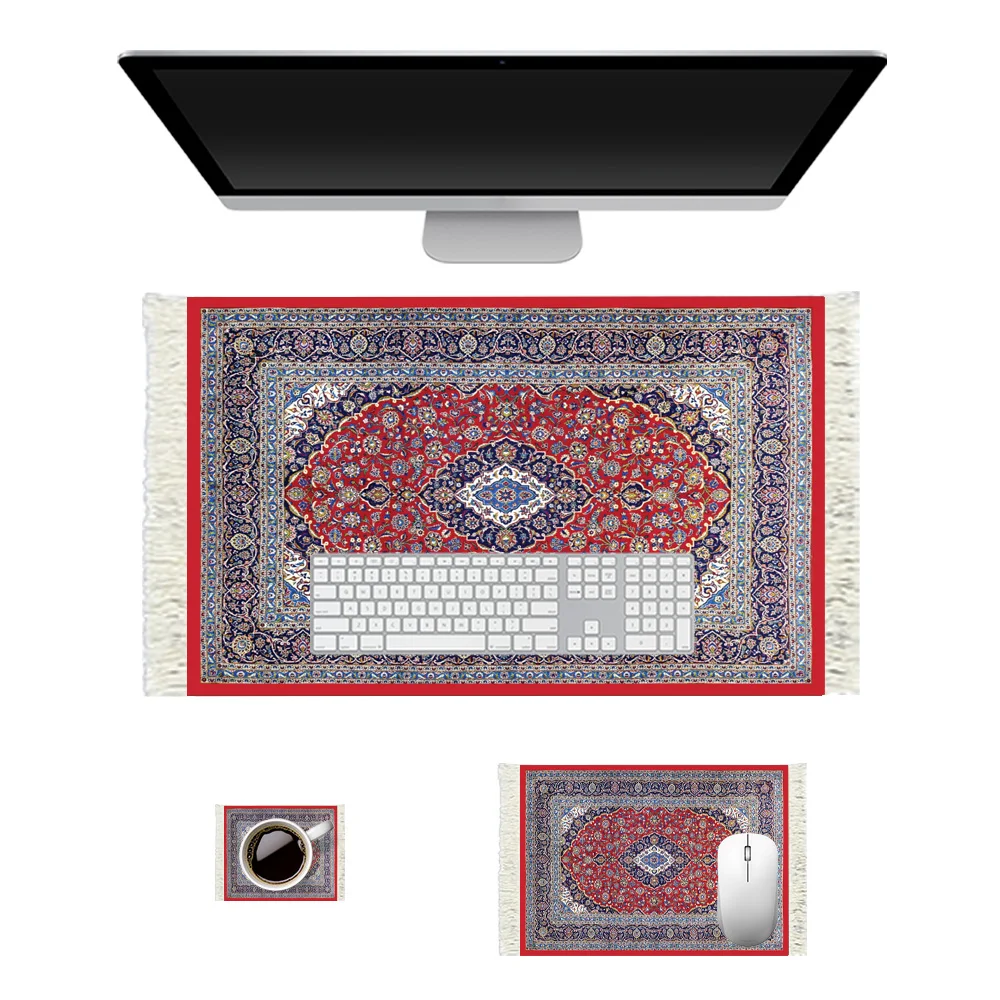 

Three-Piece Set, Desk Mat, Mouse Pad, Coaster, with Tassels, Suitable for Office Gift Set, Living Room Decoration