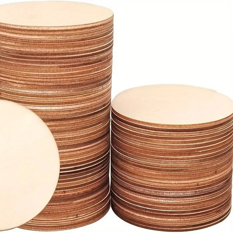 30pcs 4in/10cm Round Wood Discs For Crafts Wooden Cutout Tiles Wood Circles Round Slices, For Painting And Writing, Christmas De