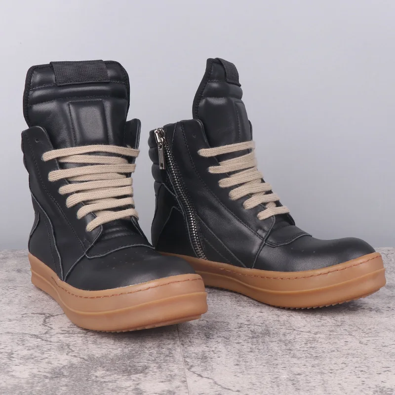 Brand R0 Genuine Leather Genuine Leather Inverted Triangle Trend Sneaker Men Sneaker Wens High Top Women Shoes