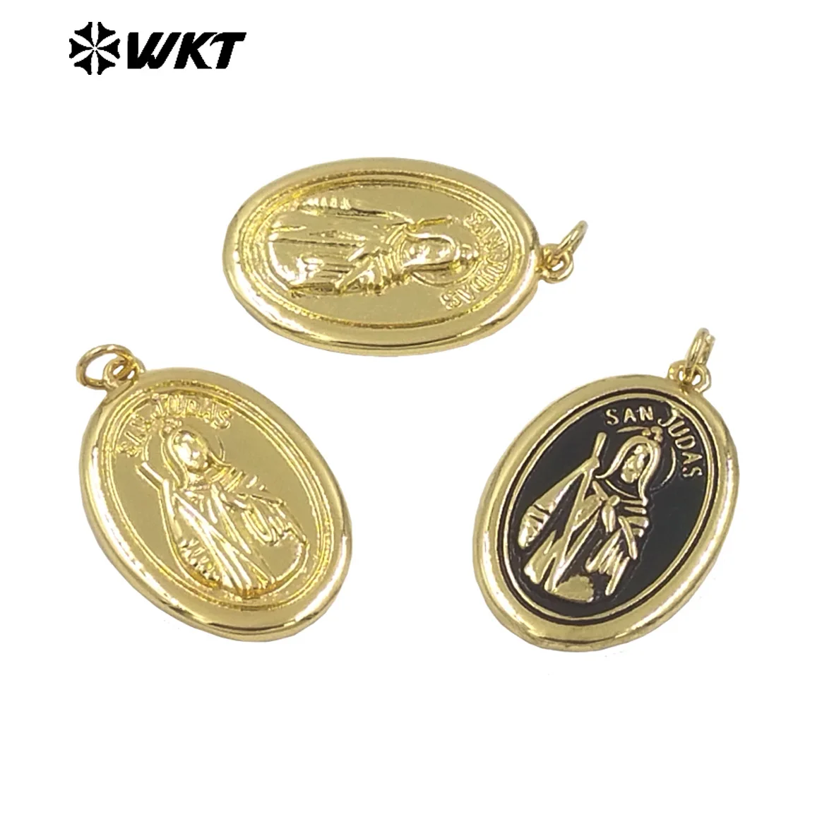 WT-MP291 New Design 18K Gold Plated Religious Brass Medal San Judas Christian Charms Pendants in 10PCS