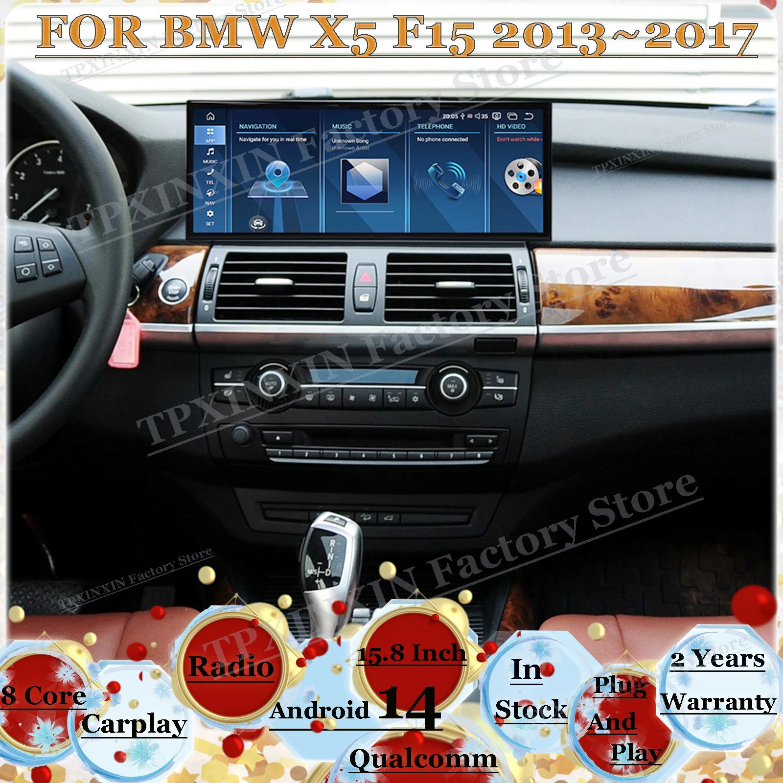 

Мультимедиа Qualcomm Android 14 для BMW X5 F15 2013 ~ 2017, GPS-навигация, автомобильный радиоприемник с BT 5,0, Wi-Fi, стереоприемник, головное устройство