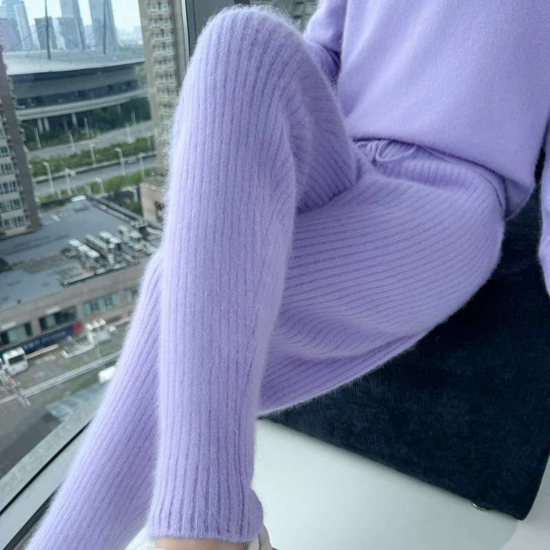 

100% норковые кашемировые трикотажные брюки, женские узкие брюки с эластичной резинкой на талии, теплые брюки-джокер, редис, осень 2021, новые толстые леггинсы