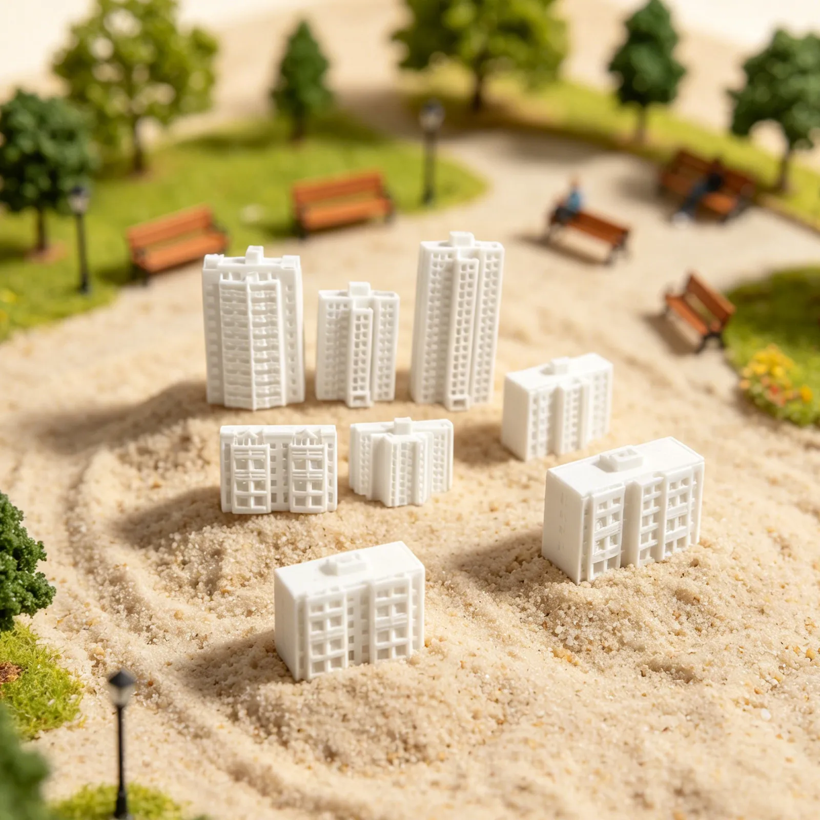 5Pcs Miniature Building 1 500 Scale Unpainted Modern City Houses for DIY Architecture Decorations Sand Table Diorama Micro view 4