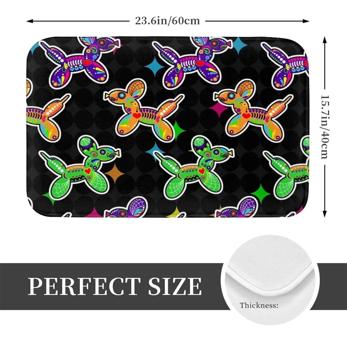 Sugar Balloon Dog Bath Mat Anti Slip Colorful Toilet Mat Quick Drying Kitchen Shower Door Foot Mat Waterproof Bathroom Carpet