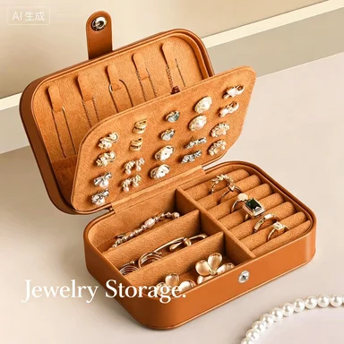

Jewelry Box High end Exquisite Earrings and Earrings Storage Box Handmade Ring Necklace Gold Portable Jewelry Box New Style