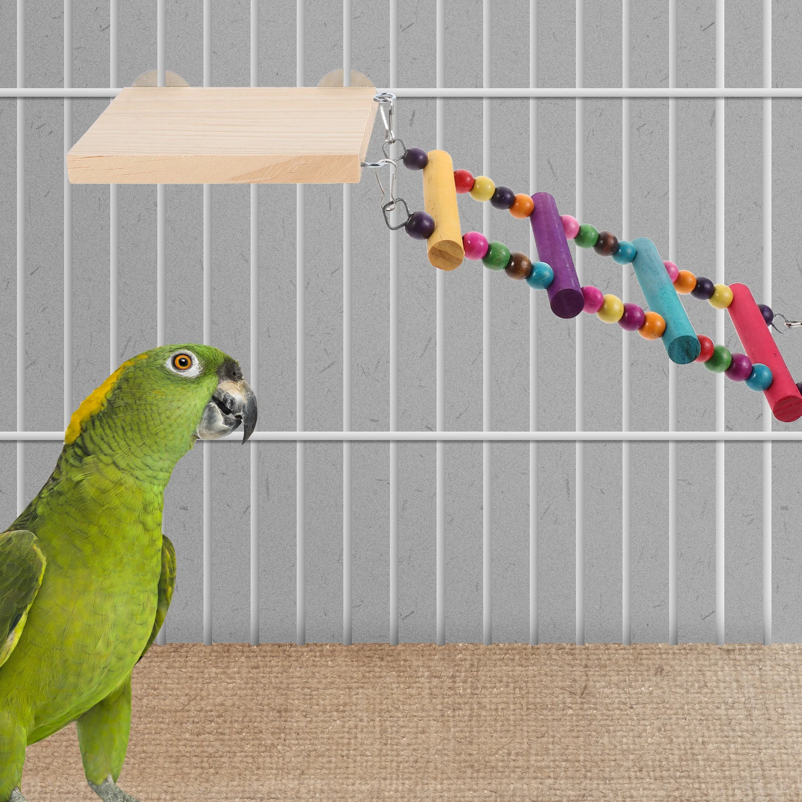 

Wooden Bird Perch Toy Parakeets Cockatiel Ladder Swing Climbing Plaything Durable Small Bird Cage Accessories Pet Supplies