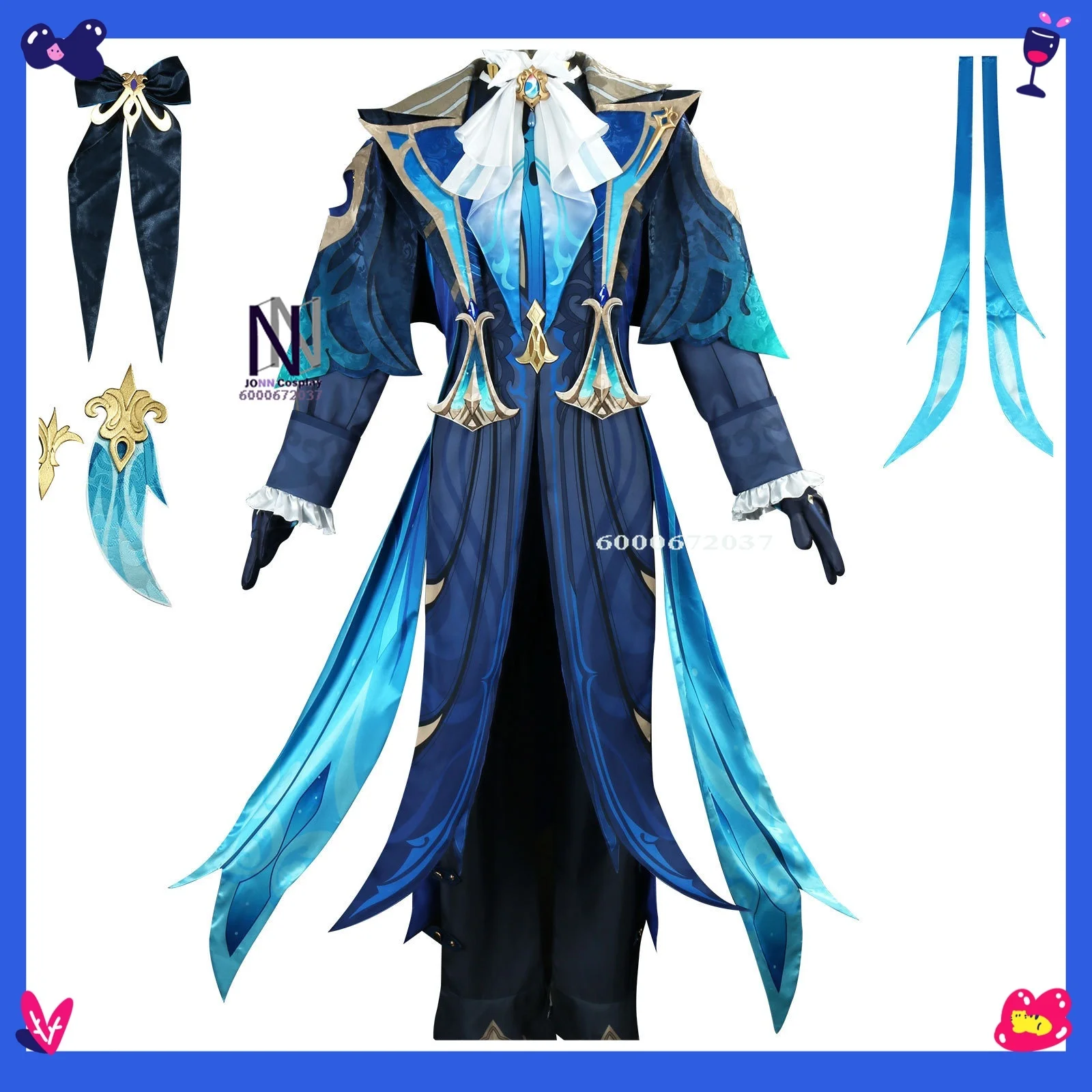 

Genshin Impact Neuvillette Chief Justice of Fontaine Two-dimensional Cosplay Costume Anime-style Games Full Men's Clothing Set