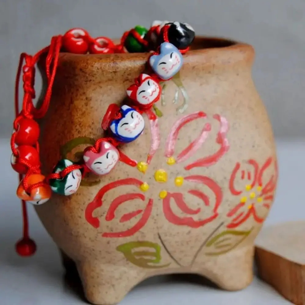 Chinese Style Ceramic Maneki Neko Bracelet Lucky Cat Handmade Cat Bead Bracelet Polymer Clay Jewelry Accessories
