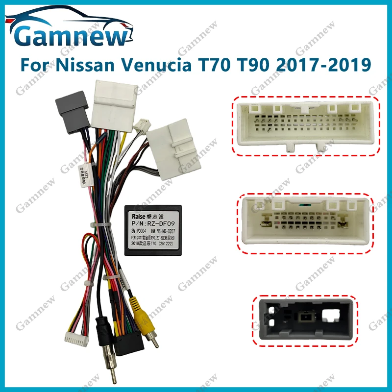 

Автомобильный радиокабель, 16-контактный разъем жгута проводов питания, адаптер CAN-шины для Nissan Venucia T70 T90 D60 2017-2021