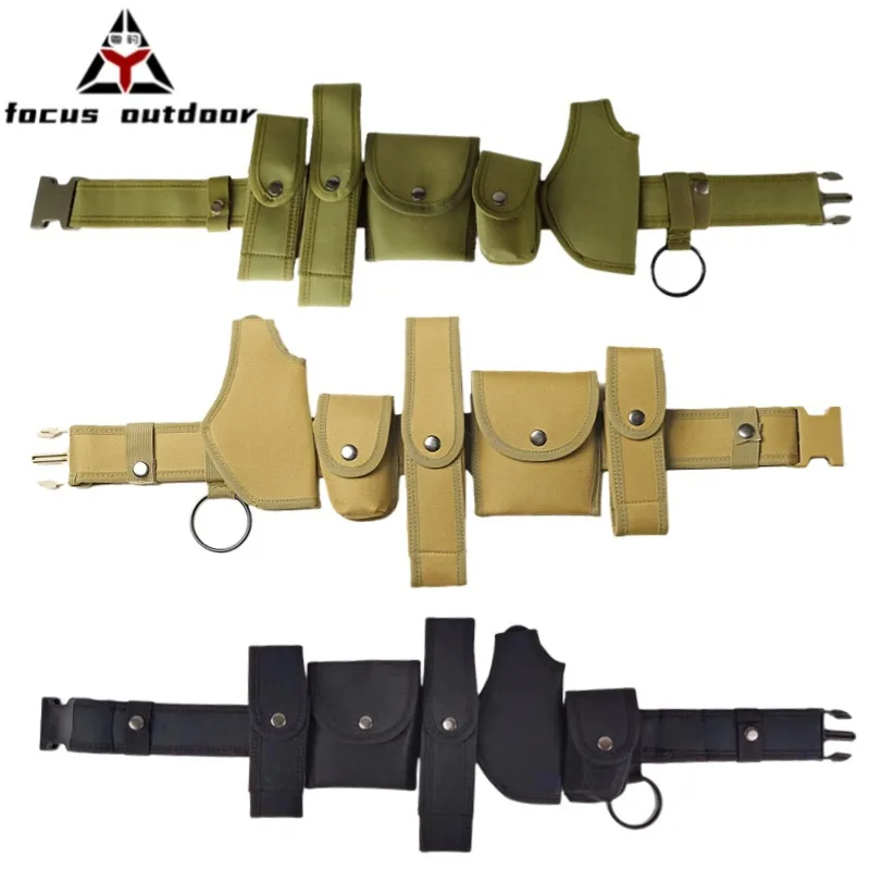 Riñonera de tela Oxford para adiestramiento al aire libre, cinturón táctico multifunción de seis piezas, accesorio de entrenamiento CS, riñonera táctica