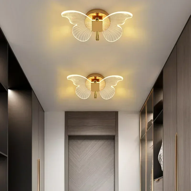 

Modern Simple Creativity Nordic Butterfly Guiding Wall Lamp Luxury Hotels Bedside Bedrooms TV Walls LED Lights