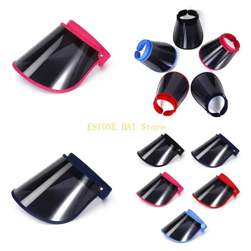 

49MF унисекс прозрачный пустой цилиндр с широкими полями летняя уличная Кепка с козырьком Регулируемая черная шляпа из ПВХ для и