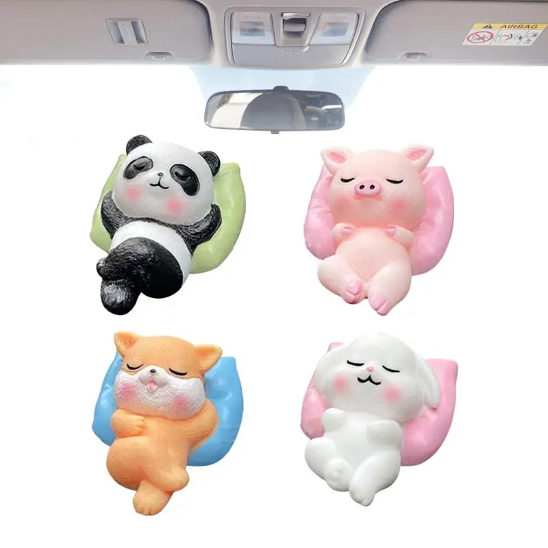 

Car Dashboard Animal 4pcs Sleeping Resin Rabbit Panda Dog Pig Animal Set Cartoon Car Ornaments Car Interior Decoration