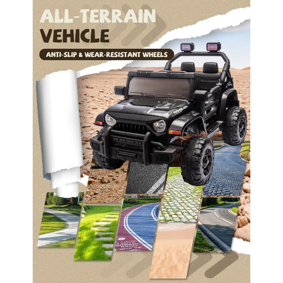 12V電動乗用玩具、親御さん用コントロール付き、幼児向け、音楽、Bluetooth、四輪サスペンション、USB付き