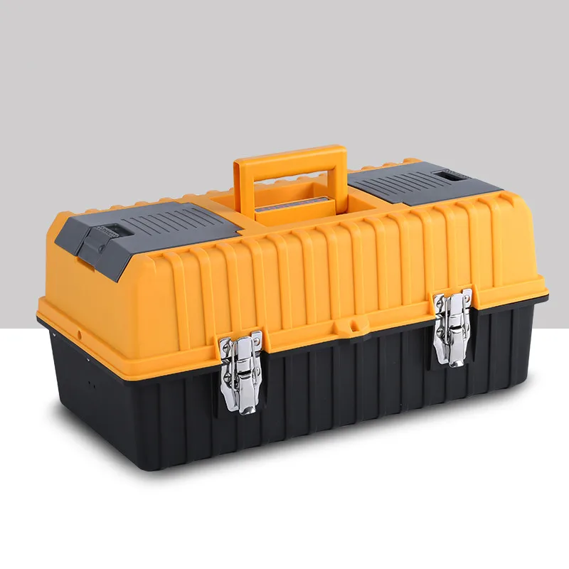 17 Inch Plastic Tool Box with Handle Tray Compartment Storage Box Hammer Pliers Screwdriver Tool Holder Container Case